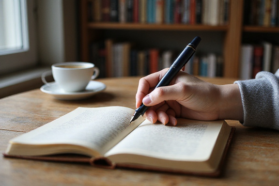 Person journaling with coffee