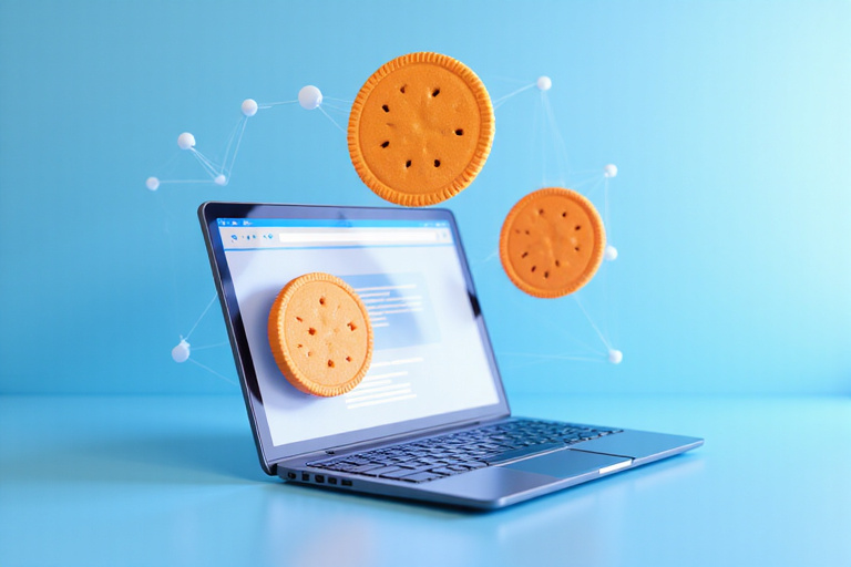 Illustration of digital cookies and browser interaction
