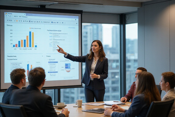 Woman presenting confidently